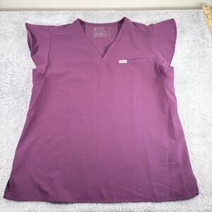 Figs Natal Flutter Sleeve One-Pocket Scrub Top Size Large Technical Collection